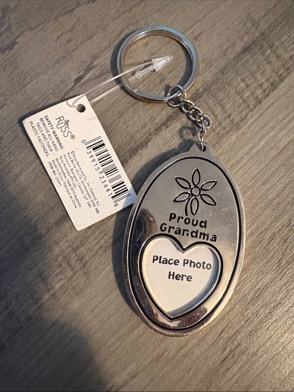 Russ Silver 'Proud Grandma' Oval Heart Photo Keychain
